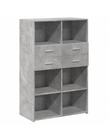 Credenza Grigio Cemento 80x42,5x124 cm in Legno Multistrato