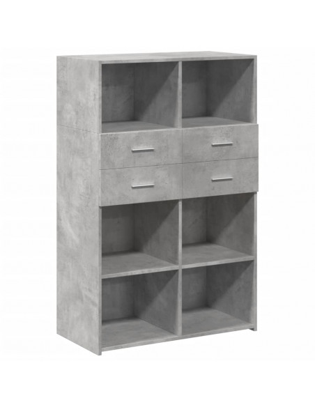 Credenza Grigio Cemento 80x42,5x124 cm in Legno Multistrato
