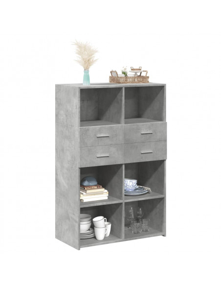 Credenza Grigio Cemento 80x42,5x124 cm in Legno Multistrato