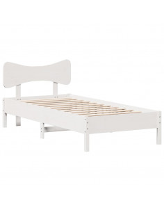 Letto senza Materasso Bianco 90x190 cm in Legno Massello Pino 2