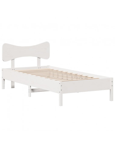 Letto senza Materasso Bianco 90x190 cm in Legno Massello Pino