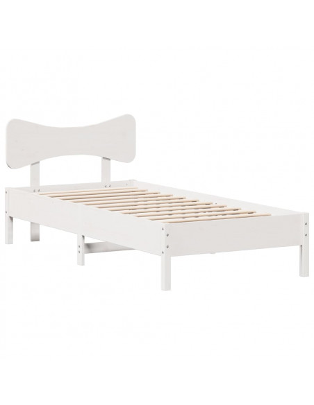 Letto senza Materasso Bianco 90x190 cm in Legno Massello Pino