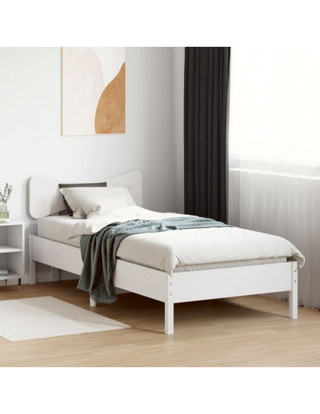 Letto senza Materasso Bianco 90x190 cm in Legno Massello Pino