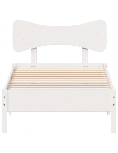 Letto senza Materasso Bianco 90x190 cm in Legno Massello Pino