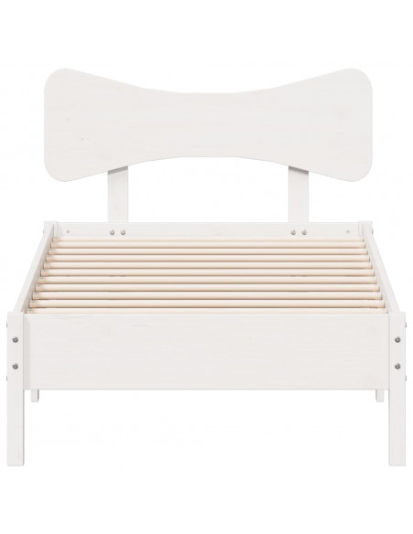 Letto senza Materasso Bianco 90x190 cm in Legno Massello Pino