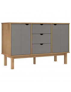 Credenza OTTA Marrone e Grigio 113,5x43x73 cm in Legno di Pino 2