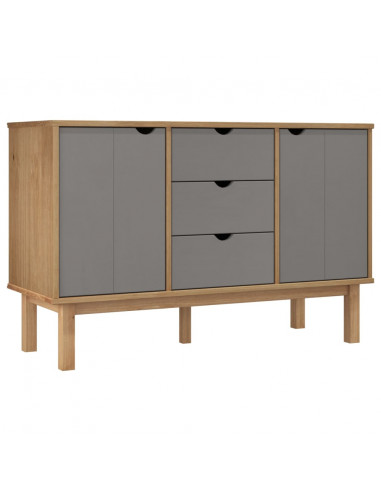 Credenza OTTA Marrone e Grigio 113,5x43x73 cm in Legno di Pino