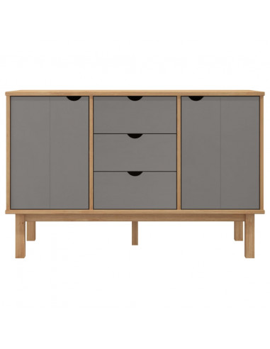 Credenza OTTA Marrone e Grigio 113,5x43x73 cm in Legno di Pino