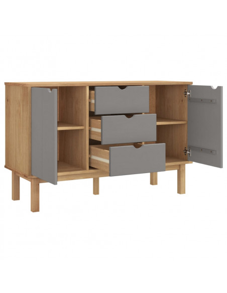 Credenza OTTA Marrone e Grigio 113,5x43x73 cm in Legno di Pino