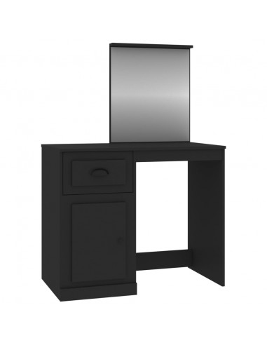 Toeletta con Specchio Nera 90x50x132,5 cm Legno Multistrato