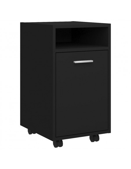 Credenza con Ruote Nera 33x38x60 cm in Legno Multistrato