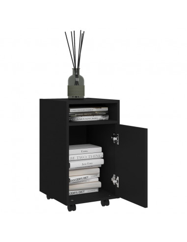 Credenza con Ruote Nera 33x38x60 cm in Legno Multistrato