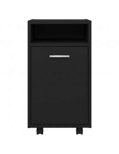 Credenza con Ruote Nera 33x38x60 cm in Legno Multistrato