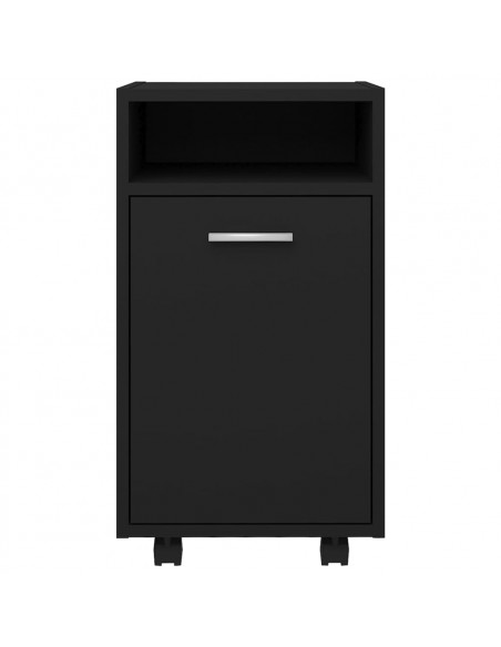 Credenza con Ruote Nera 33x38x60 cm in Legno Multistrato