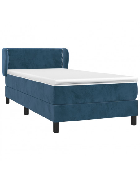 Giroletto a Molle con Materasso Blu Scuro 90x200 cm in Velluto
