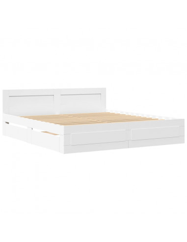 Giroletto con Testiera Bianco 180x200 cm in Legno Multistrato