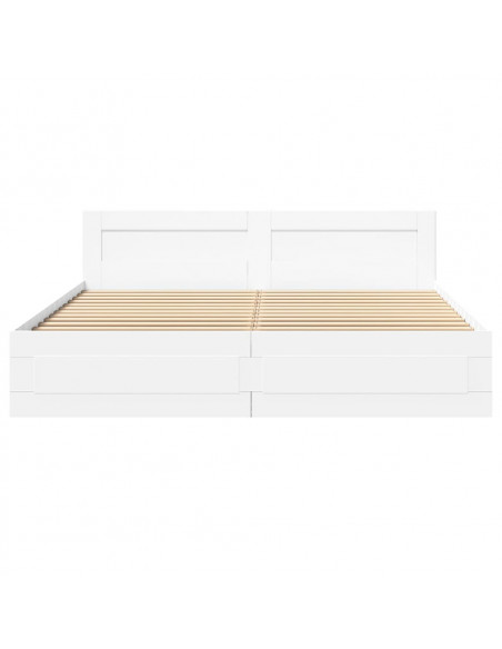 Giroletto con Testiera Bianco 180x200 cm in Legno Multistrato
