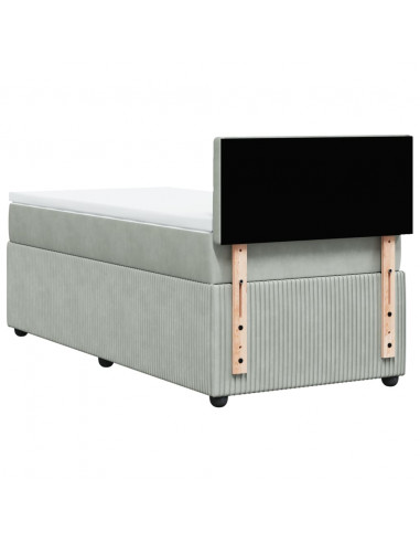 Giroletto a Molle con Materasso Grigio Chiaro 100x200cm Velluto