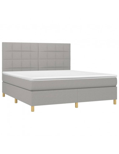 Letto a Molle Materasso e LED Grigio Chiaro 180x200 cm Tessuto