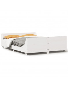 Letto senza Materasso Bianco 140x200 cm Legno Massello di Pino 2