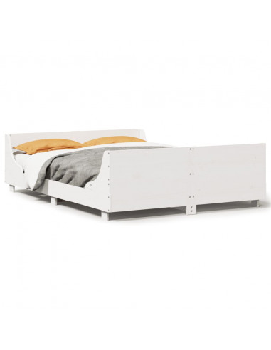 Letto senza Materasso Bianco 140x200 cm Legno Massello di Pino