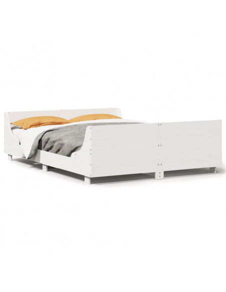 Letto senza Materasso Bianco 140x200 cm Legno Massello di Pino