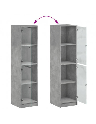 Credenza con Ante in Vetro Grigio Cemento 35x37x142 cm