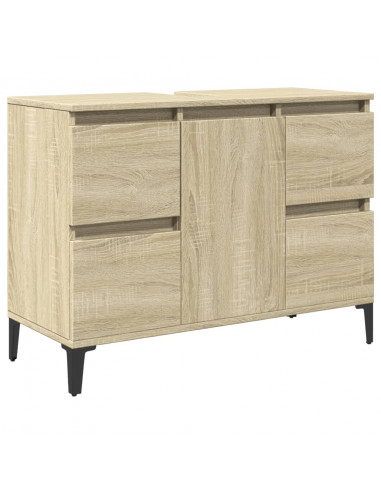 Set Mobili da Bagno 3 pz Rovere Sonoma in Legno Multistrato