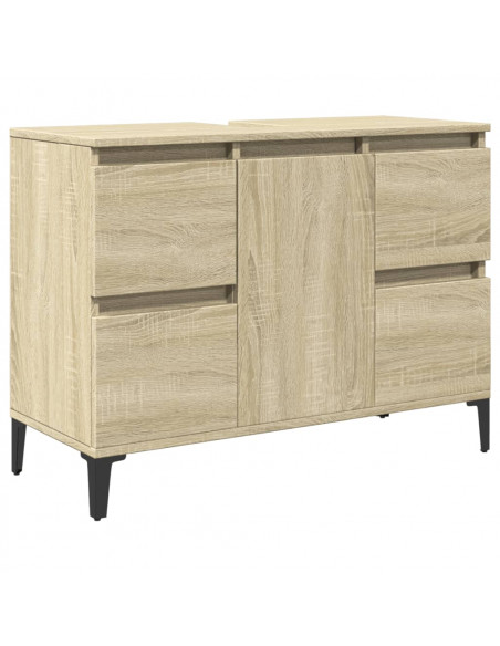 Set Mobili da Bagno 3 pz Rovere Sonoma in Legno Multistrato