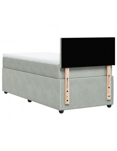 Giroletto a Molle con Materasso Grigio Chiaro 100x200cm Velluto