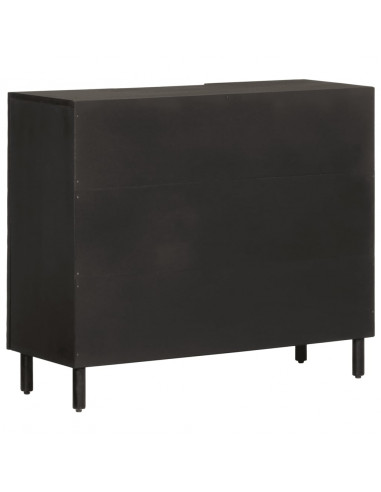 Credenza Nera 90x33x75 cm in Legno Massello di Mango