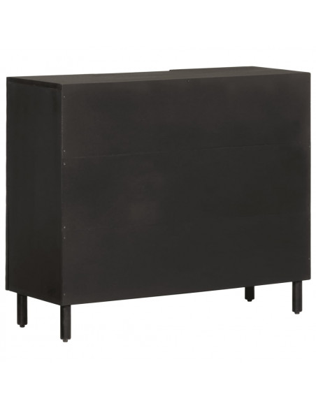 Credenza Nera 90x33x75 cm in Legno Massello di Mango