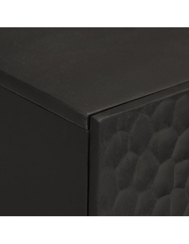 Credenza Nera 90x33x75 cm in Legno Massello di Mango