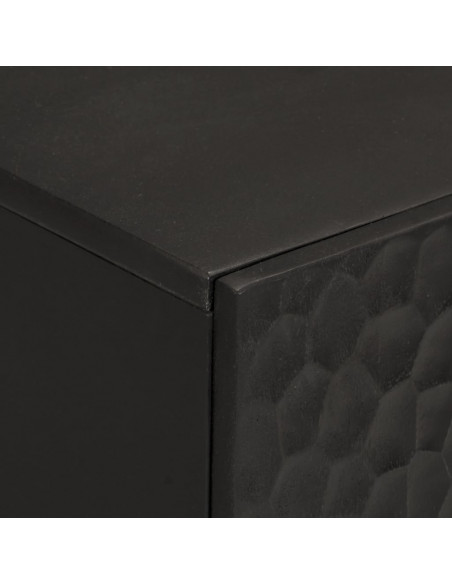 Credenza Nera 90x33x75 cm in Legno Massello di Mango