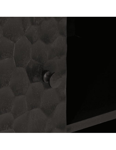 Credenza Nera 90x33x75 cm in Legno Massello di Mango