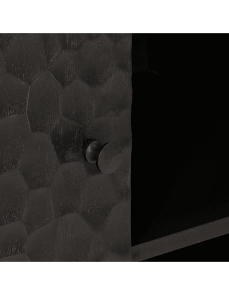 Credenza Nera 90x33x75 cm in Legno Massello di Mango