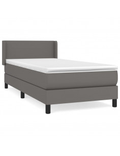 Giroletto a Molle con Materasso Grigio 90x190 cm in Similpelle 2