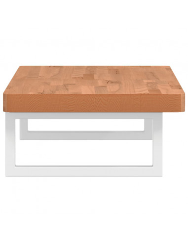 Ripiano a Parete per Lavabo in Acciaio e Massello di Faggio