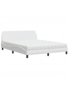 Letto con Materasso Bianco 160x200 cm in Similpelle 2