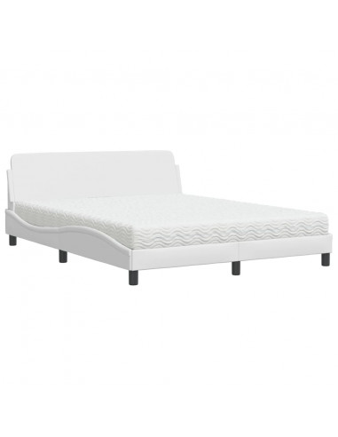 Letto con Materasso Bianco 160x200 cm in Similpelle