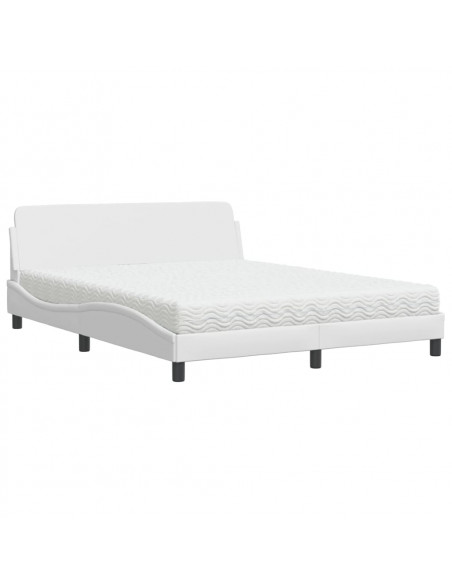 Letto con Materasso Bianco 160x200 cm in Similpelle