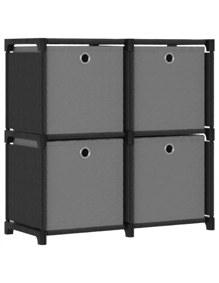 Mobile con 12 Scatole a Cubo Nero 69x30x72,5 cm in Tessuto