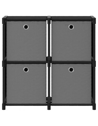Mobile con 12 Scatole a Cubo Nero 69x30x72,5 cm in Tessuto