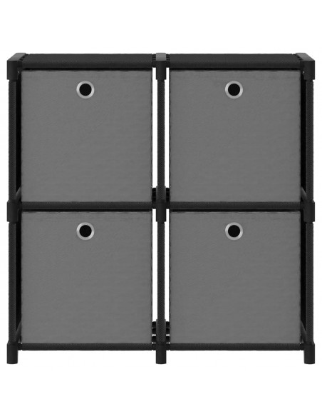 Mobile con 12 Scatole a Cubo Nero 69x30x72,5 cm in Tessuto