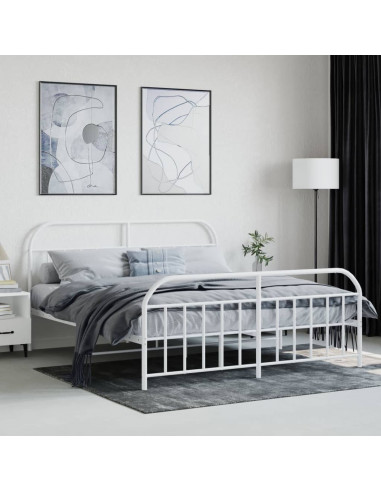 Giroletto con Testiera e Pediera Metallo Bianco 183x213 cm