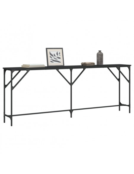 Tavolino Consolle Nero 200x29x75 cm in Legno Multistrato