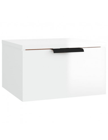 Comodino a Muro Bianco Lucido 34x30x20 cm