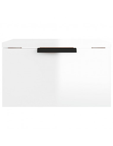 Comodino a Muro Bianco Lucido 34x30x20 cm