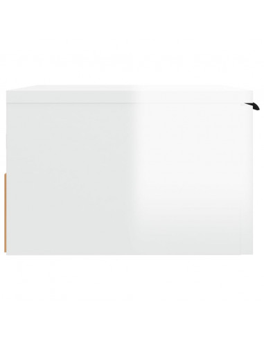 Comodino a Muro Bianco Lucido 34x30x20 cm