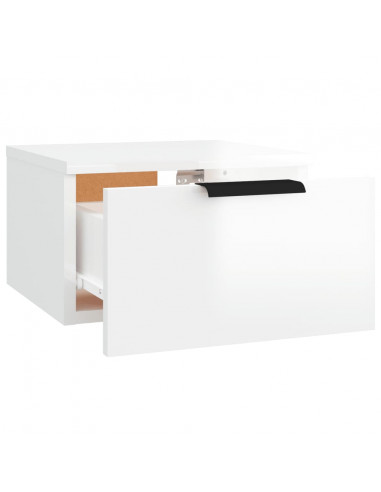 Comodino a Muro Bianco Lucido 34x30x20 cm